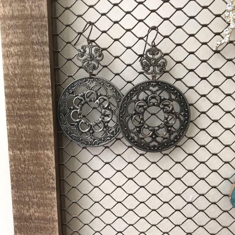 Rustic Filagree Circle Drop Earrings